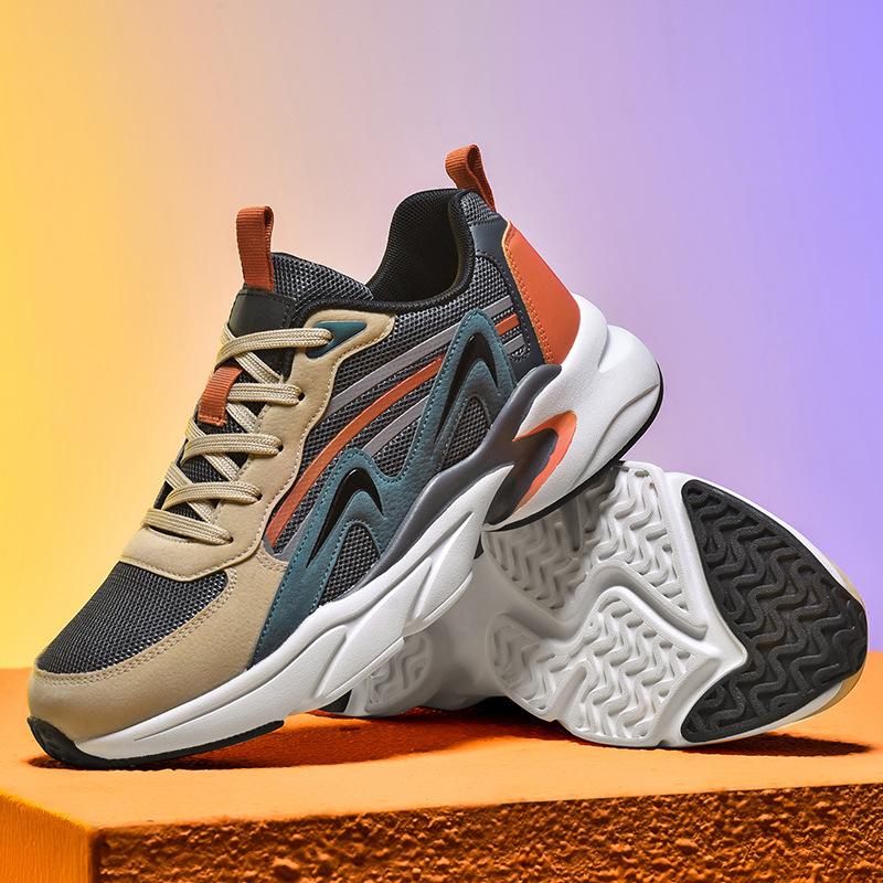 Spring and Autumn New Mesh Sports Outdoor Casual Shoes Men's Shoes Platform Dad Shoes Mesh Breathable Running Shoes