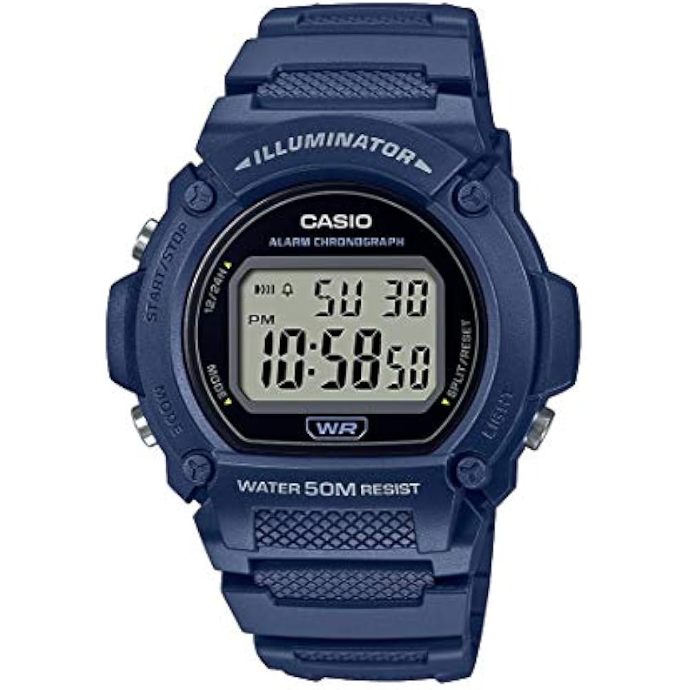Casio Quartz Fitness Watch with Resin Strap, Blue, 25.5 (Model: W-219H-2AVCF)