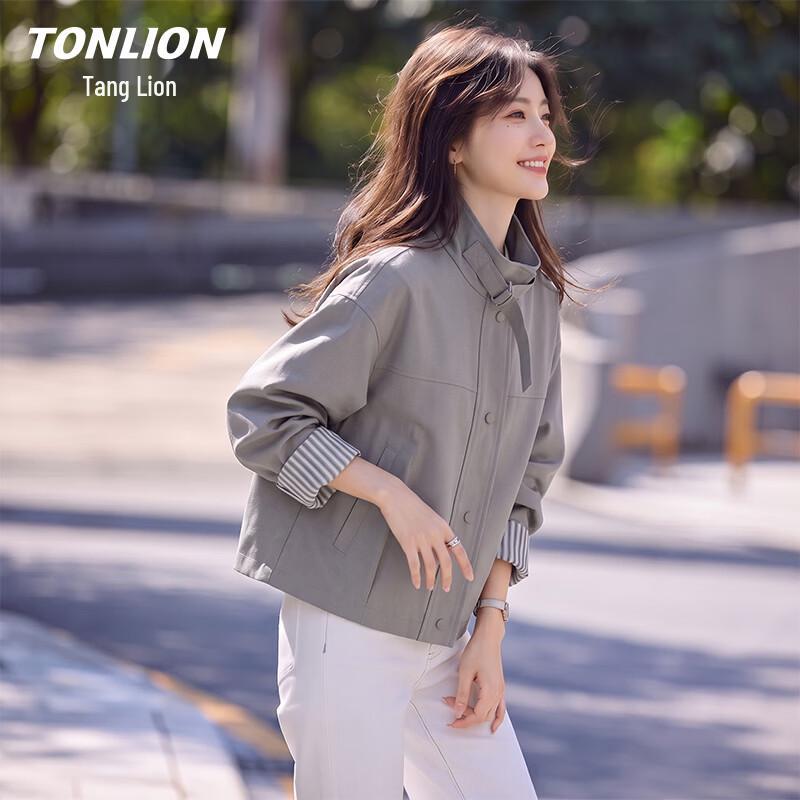 TonLion Women's Lyocell Cotton Stand Collar Jacket