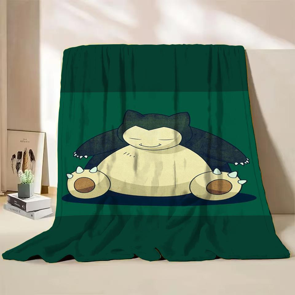 Pokemon Snorlax Flanelová Nadýchaná Fleece Deka pro Domov Ložnici Postel Pohovku Kancelář Dětská Přikrývka Dospělá Měkká Deka Dětský Roztomilý Dárek