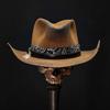 Cappello da Cowboy in Feltro di Pecora, Colore Unico con Cappello Decorativo in Feltro