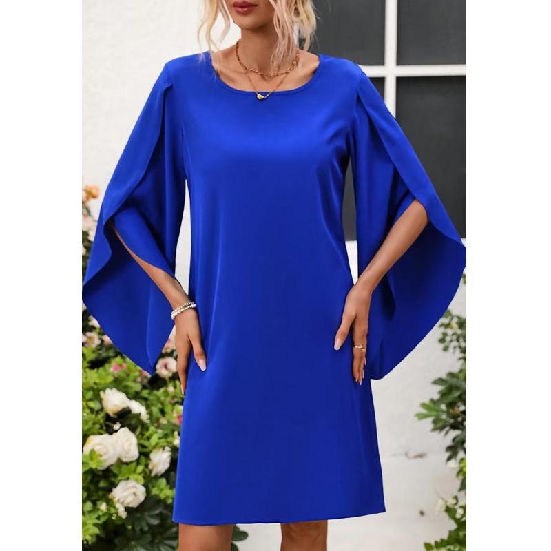 Dámské šaty 2025 Léto Kápové rukávy O-výstřih Šifonové Neformální Dámské šaty J893