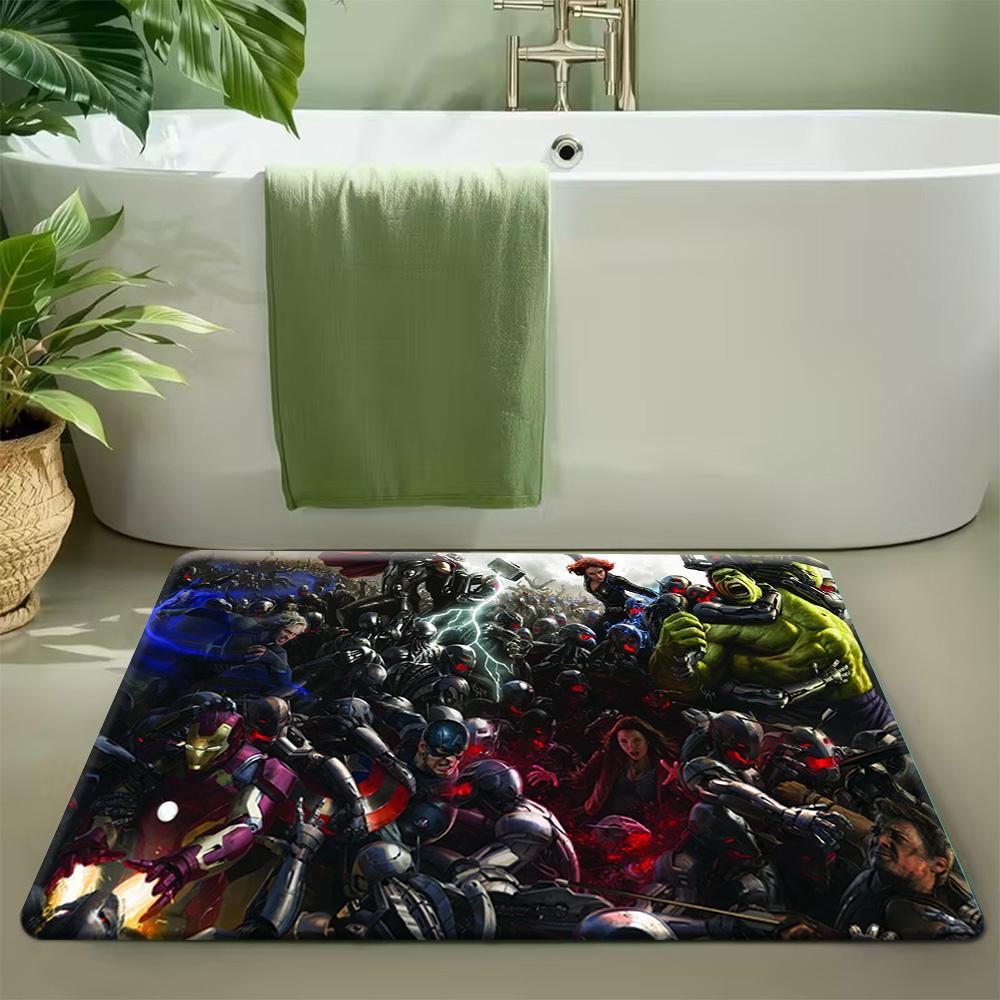 Marvel Licensed Fleece Doormat | Superhero Patterns like Hulk, Spider-Man, Captain America, Iron Man - Polyester, Machine Was 40x60cm