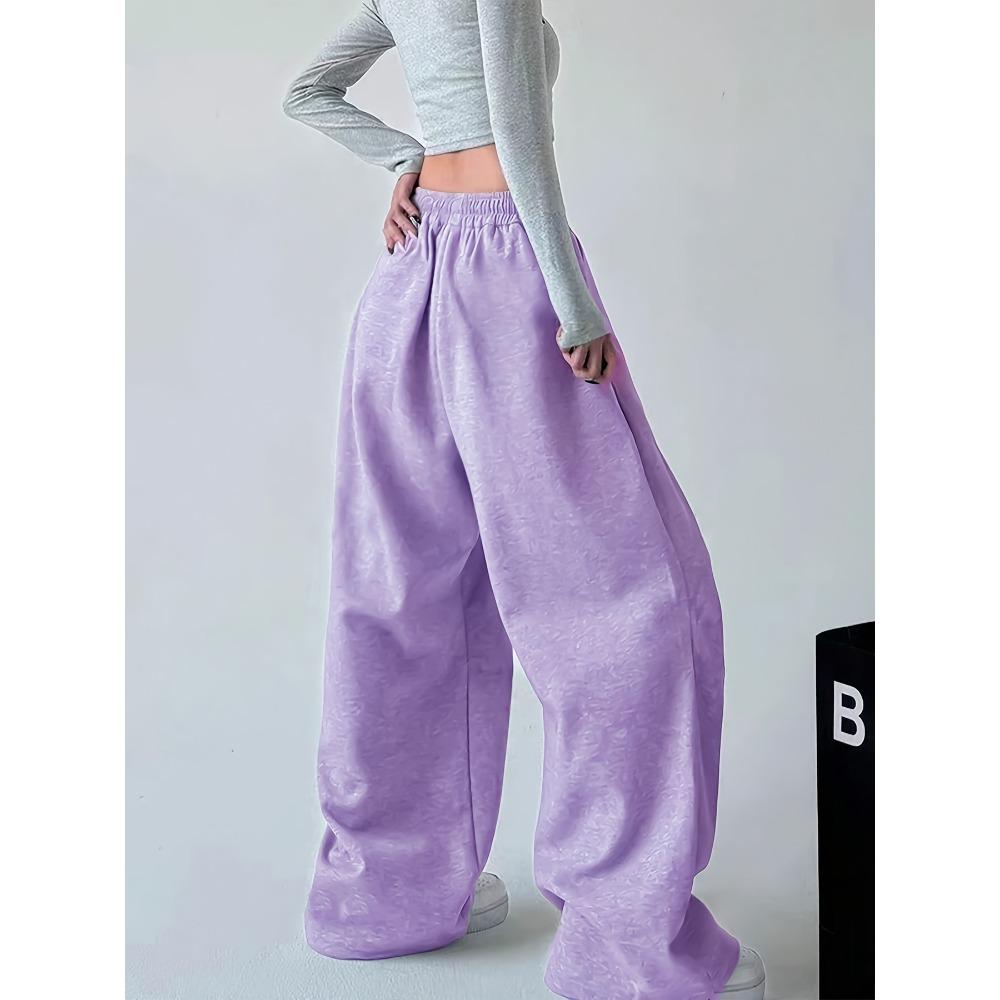 Loose Straight Leg Pants, Printed Design, Casual and Fashionable Hip-hop Streetwear, Women's Wide Leg Pants