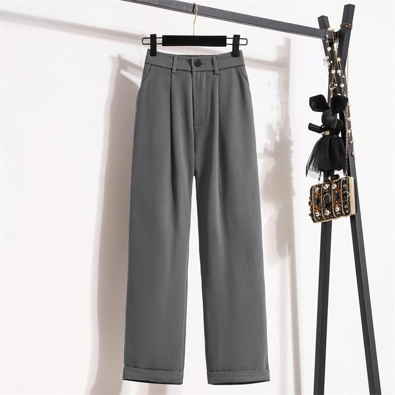 

Большие размеры летние длинные брюки женские брюки свободные прямые оборки женские базовые брюки широкие брюки 4XL 5XL серый