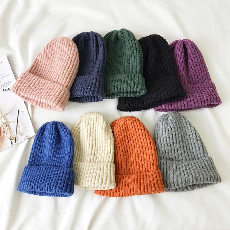 Warm Cotton Comfortable Knit Hat For Winter Versatile Colors Hightop Beanie
