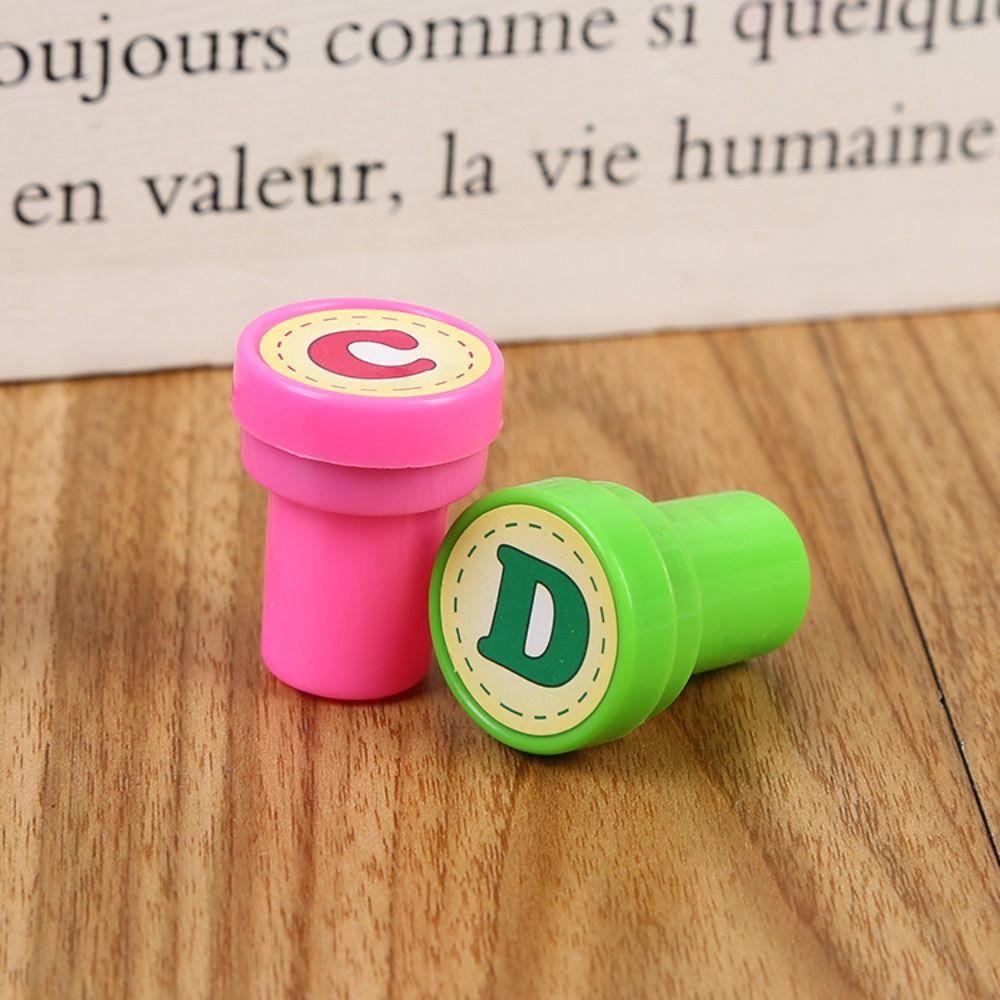 Cartoon Children Arithmetic Seal Number 26pcs Alphabets Letters Round Stamp   Kids/Children