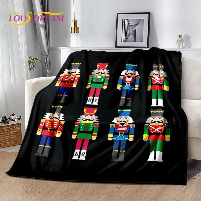Christmas Tree New Year Nutcracker Cartoon Fairy Tales Blanket,Soft Throw Blanket for Home Bedroom Bed Sofa Cover Child Gift