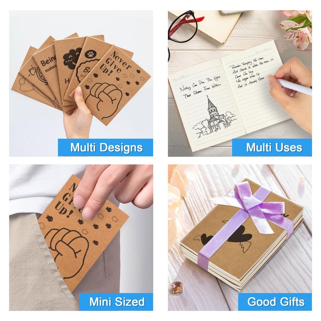 Feela Kraft 6mm Horizontal Pocket Waterproof Notebook, A6, 15-Pack, B-Ruled, Ruled, Size, Mini, Thread-Binding,