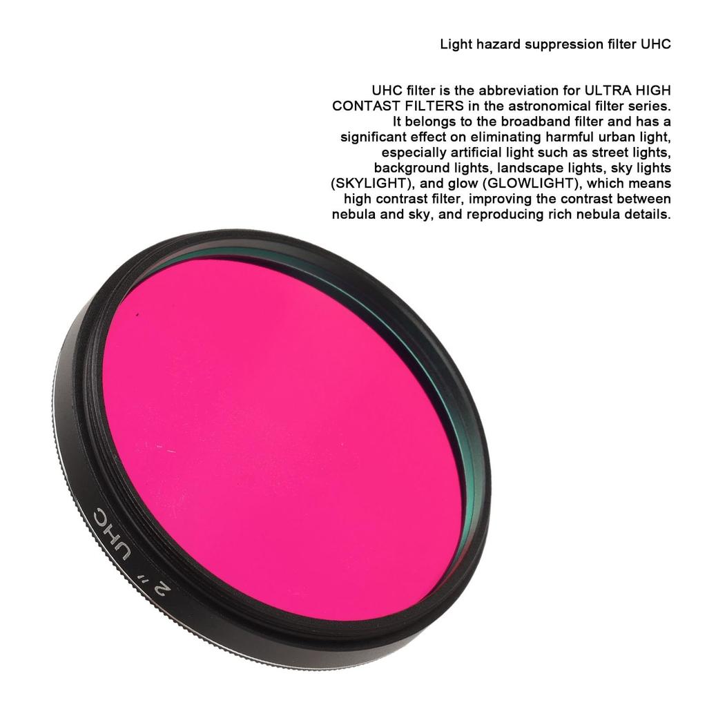 UHC Light Pollution Reduction Filter for Ultra High Contrast Filter with Filter Thread for Observation 2" Telescopes, 2