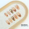 30 Pcs Autumn/Winter Gold Leaf Almond Nails: Floral and Maple Leaf Design, High-Grade Brown French Manicure Tips