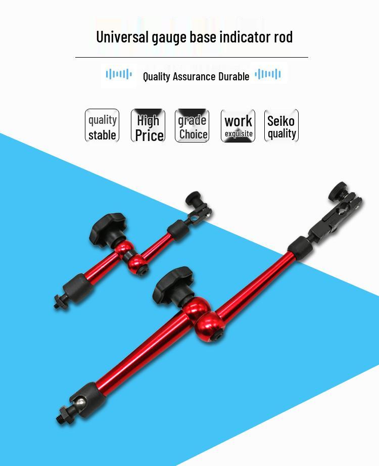 Magnetic Table Base with Dial and Lever Indicator, Universal Bracket Clamp, and Fine Adjustment Rod Accessories