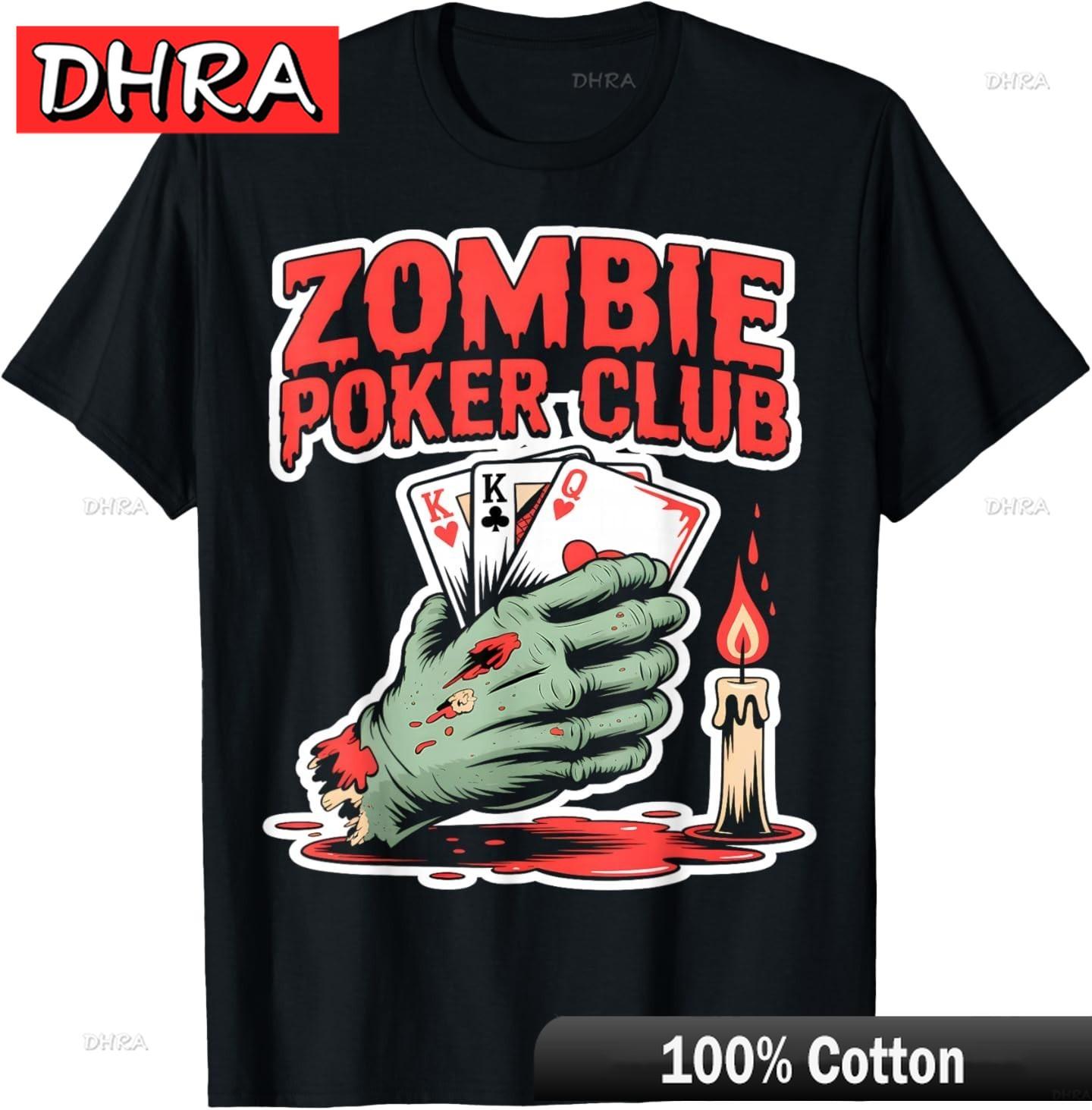 

Zombie Poker Club Halloween TShirt Stylish Cool Graphic TShirts Urban Nostalgic Cool TShirts Tees for Couples TShirt Kawaii 4XL