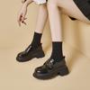 Small leather shoes women's 2025 autumn new round head platform single shoes women's black college style versatile loafers dress shoes