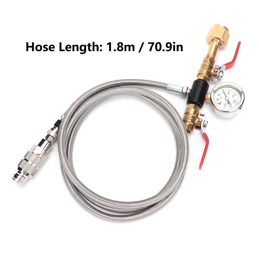 Adaptor furtun de 1,8 m cu conector cu dublă supapă pentru umplere cu CO2 și manometru (W21.8?14)