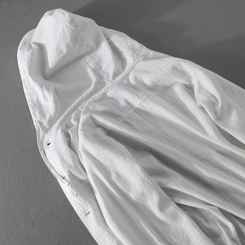 Linen Hooded Jacket for Men Casual Trend Spring Autumn Outerwear Blazer Top Clothes