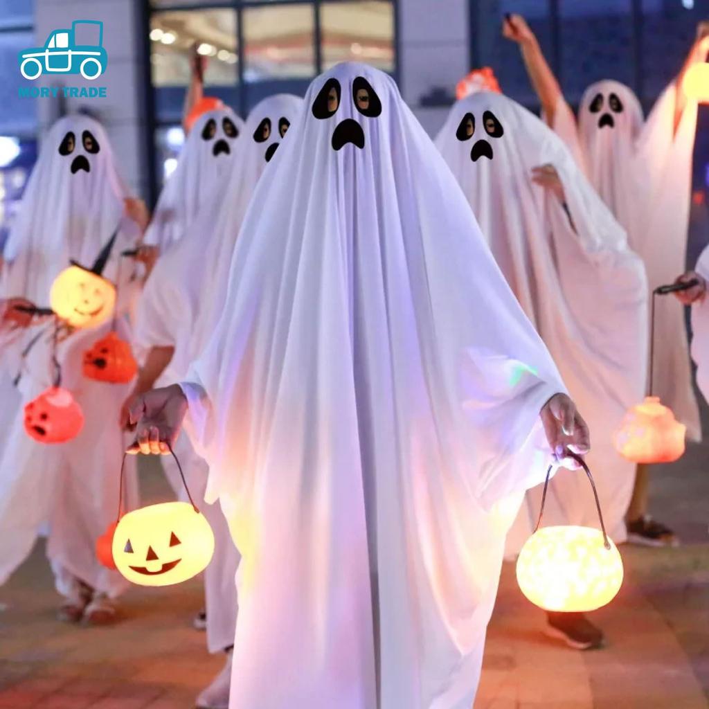 morytrade Ghost Poncho Cosplay Ghost Halloween Cape Just Put It On Costume Kids (130cm)