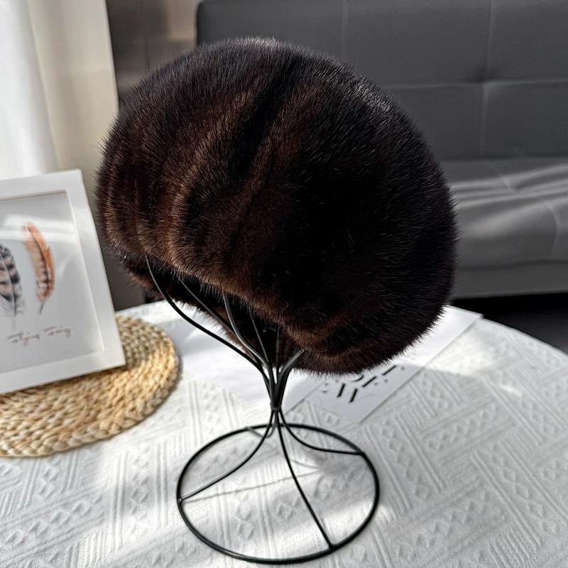 

Winter New Mink Hat Elegant Fashion Beret Fur Straw Hat Women s Korean Version Versatile Thermal Ear Protector Painter Hat average size, adjustable