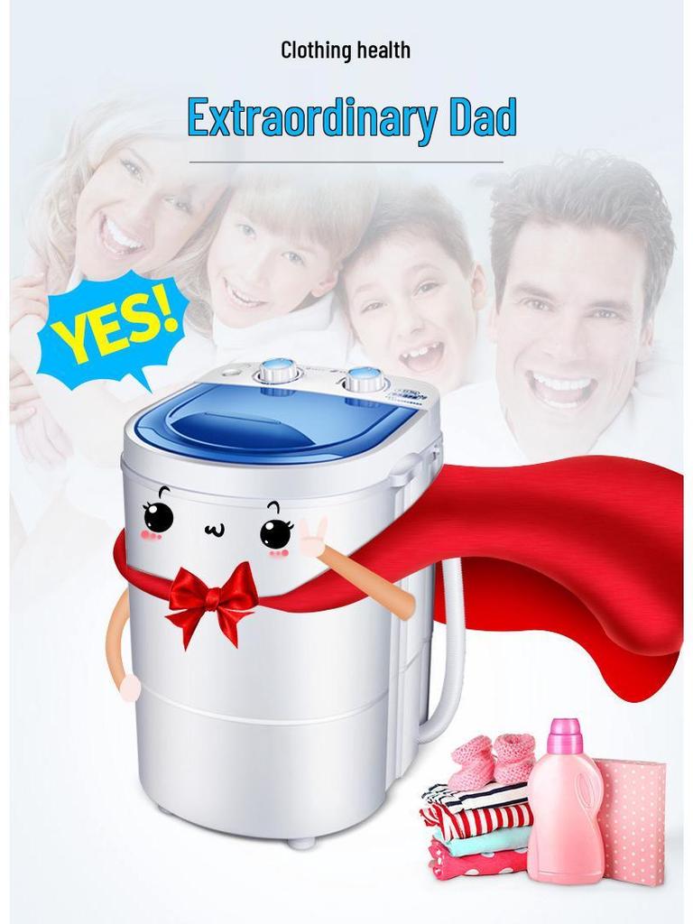 Compact Semi-Automatic Washing Machine with Spin-Dryer for Socks, Children's & Baby Clothes