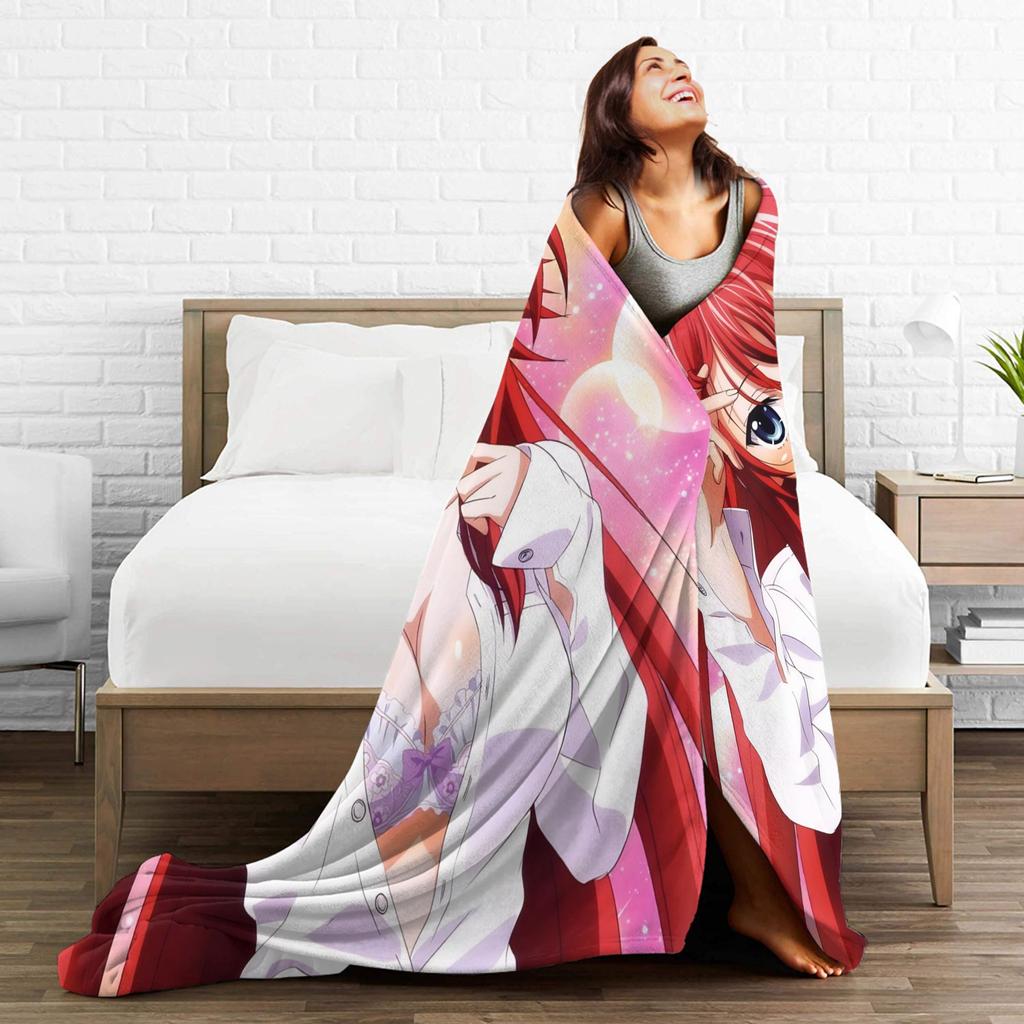 High School DxD Rias Gremory Anime Flannel Blanket Anime Soft Warm Throw Blanket for Bedroom Travel Bedspread Sofa Bed Cover