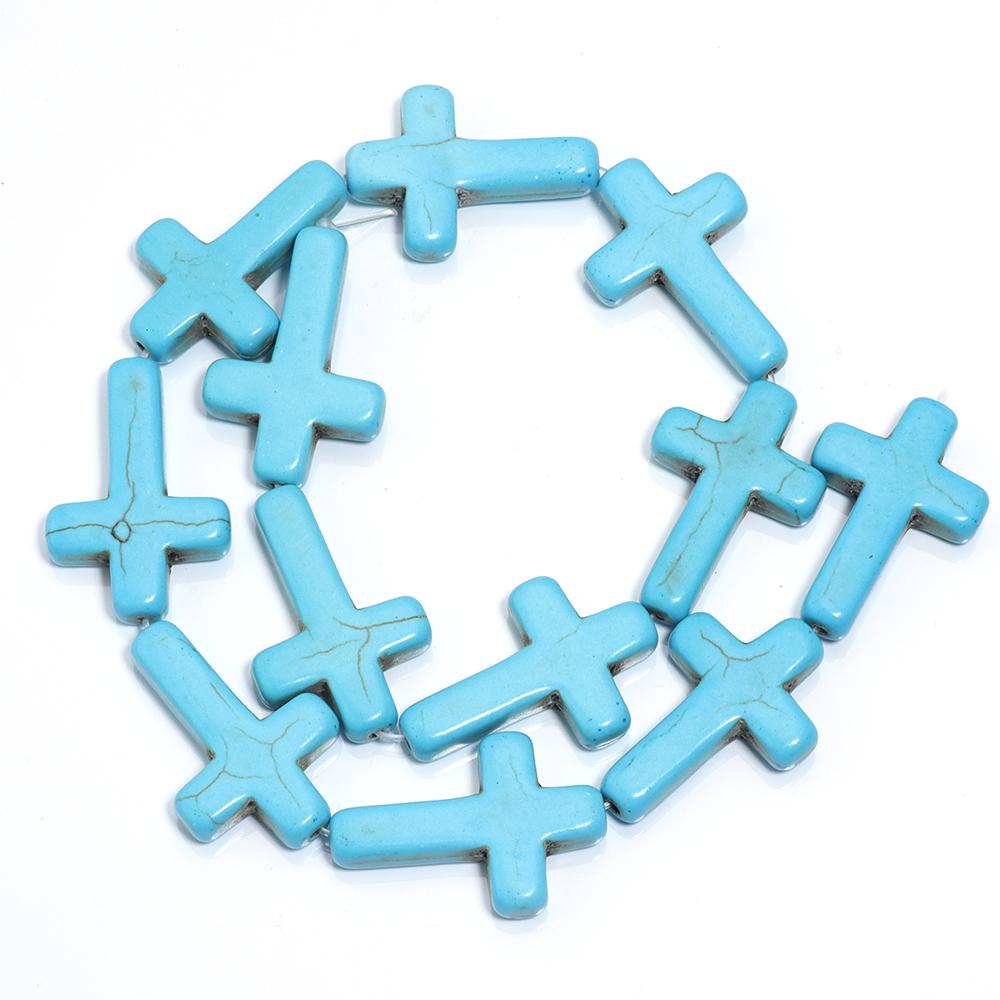 Natural Turquoise Stone Beads Colorful Cross Shape Loose Spacer Beads For Jewelry Making DIY Charm Bracelet Necklace Accessories