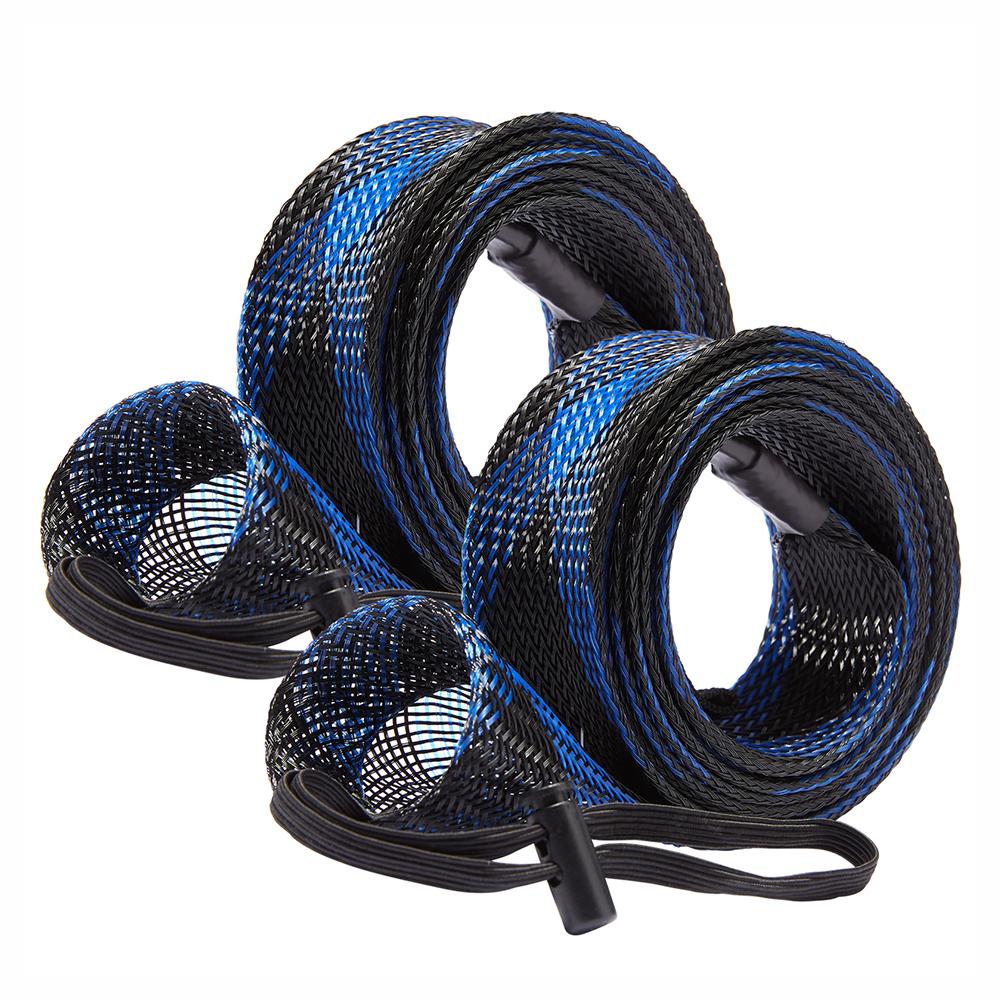 2Pcs Braided Mesh Rod Protector with Lanyard 32mm Spinning Rod Sleeve Cover Scalable for Casting Sea Fishing Spinning Rod