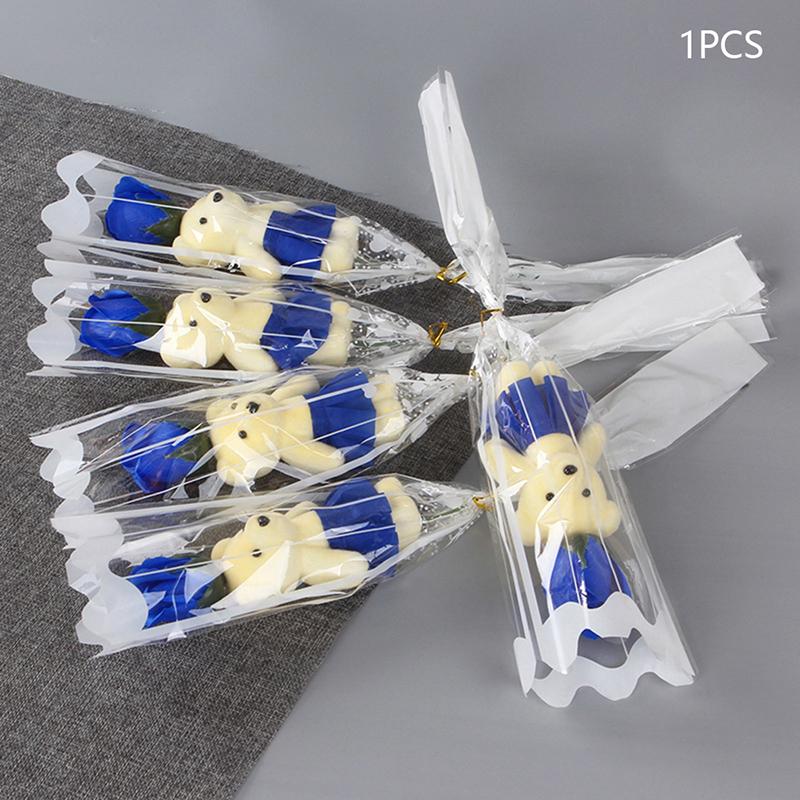 1Pcs Bear Soap Rose Bouquet Valentines Day Gift for Fridend Wedding Bouquet Home Decorations Holding Artificial Rose Flowers