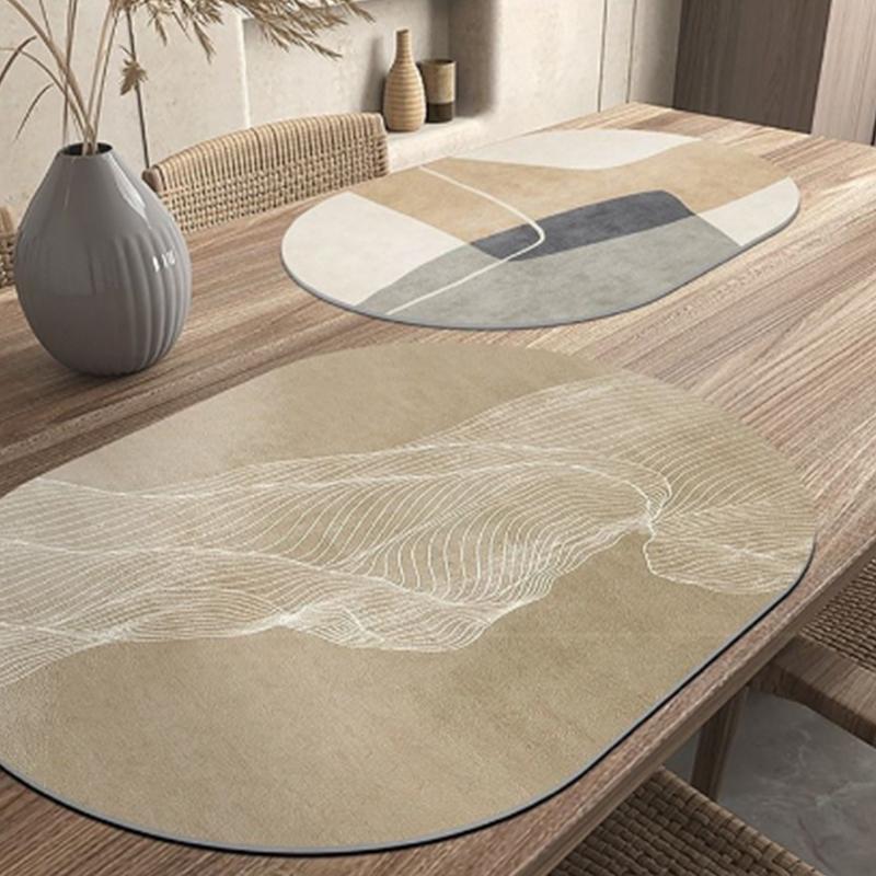PU Leather Oval Placemats Nordic Style Waterproof Oilproof Table Mats for Home Kitchen Coffee Bar Decoration
