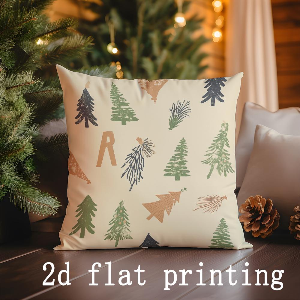 Home Decor Merry Christmas Tree & Ho Ho Print Cushions Pattern Cushion Cover Suitable for Sofa Bedroom Car Pillow Cover