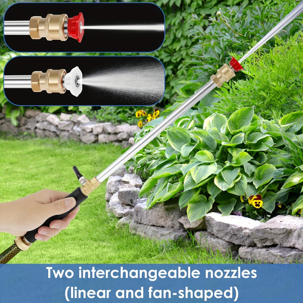 Hochdruck-Reinigungssprühlanze mit zwei Düsen - Vielseitiger Gartenschlauchaufsatz für effiziente Auto- und Hofreinigung, aus Aluminiumlegierung
