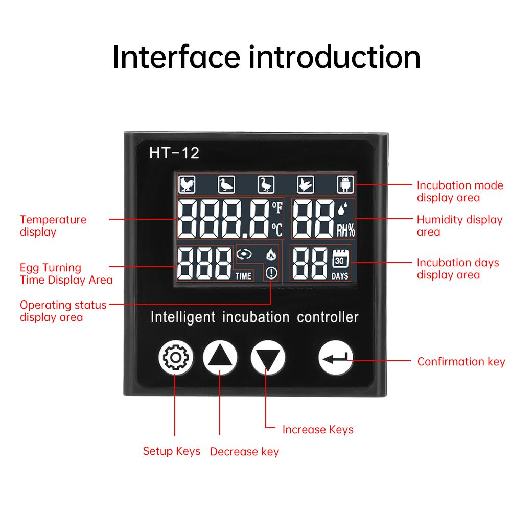 30~39.5℃ HT-12 Temperature Controller Thermostat LCD Display Temperature and Humidity Controller Smart Incubator 0~99%RH