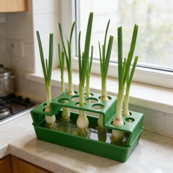 3D Printed Green Onion Planter 14 Holes Green Onion Hydroponic Regeneration Planter Holder Countertop Soilless Planting Box