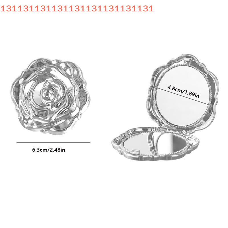 Portable Mini Mirror Retro Rose Flower Small Pocket Makeup Mirror Double Sided Hand Mirrors Compact Cosmetic Beauty Tool Gift