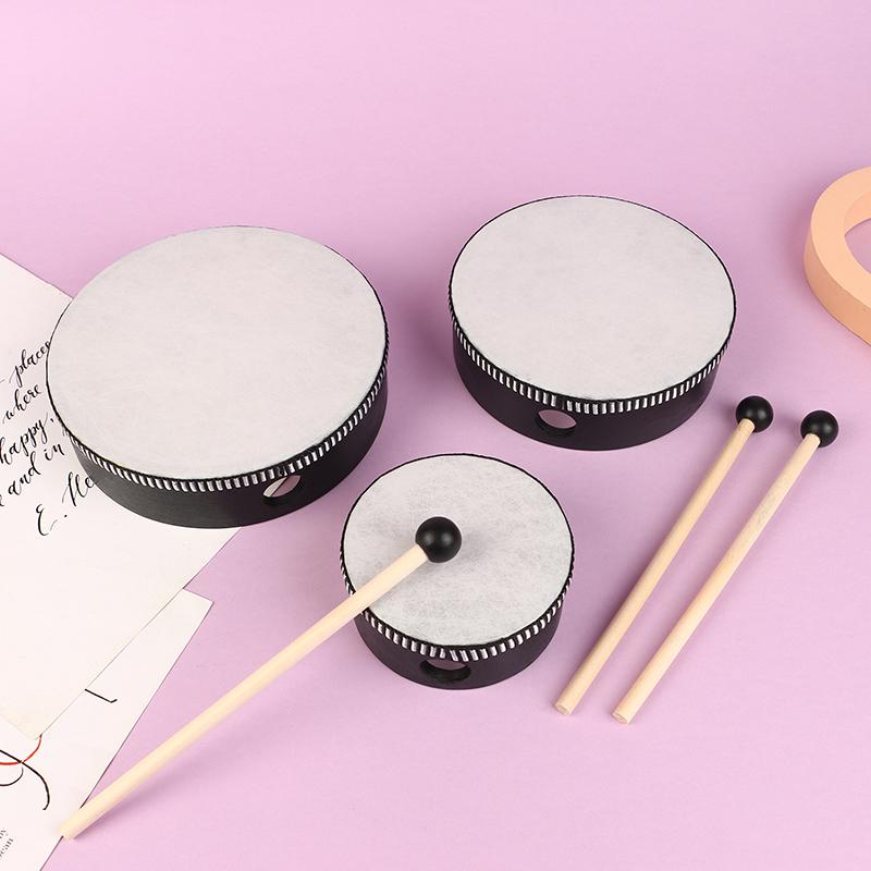 1Pc 4/6/7/8/9/10 Inch Wooden Frame Drums Hand Drum With Drum Stick Set Percussion Instrument For Kids Infant Enlightenment Tools