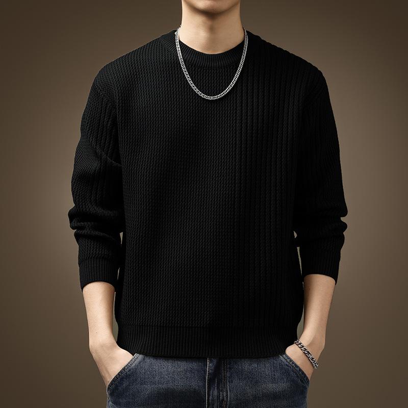 

Мужской теплый модный свитер большого размера из мягкой ткани высокого качества, свитер с круглым вырезом, свободная повседневная спортивная трикотажная рубашка с длинным рукавом 5XL чёрный