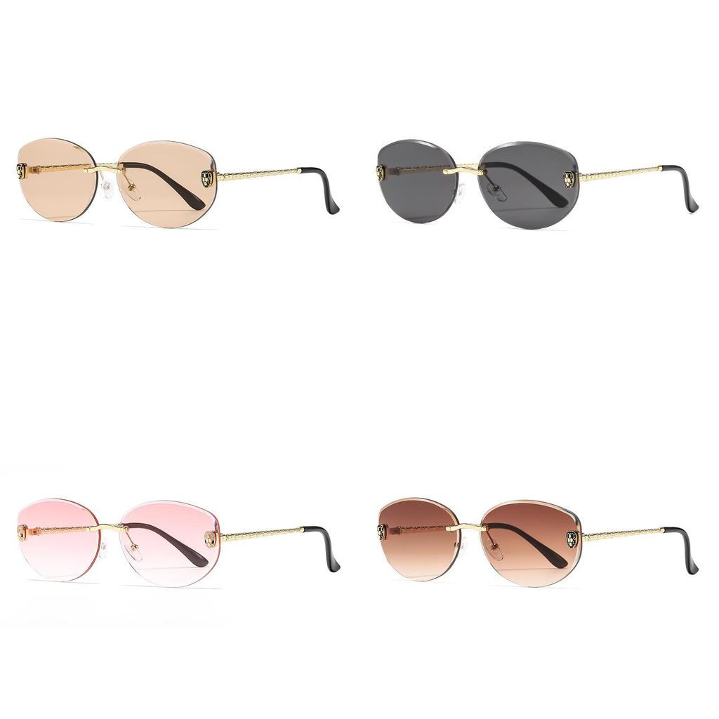 Fashion Female Retro Metal Frame Sun Glasses With Gray Lenses For Summer Outdoor Use