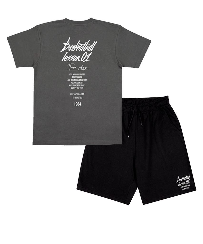 CREAM SODA LAB [2Pack] Quarter Logo Short Sleeve Shorts Set (Type A)