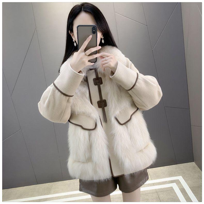 Women's Coat Fashion Popular Down Coat Autumn Winter with Fur Neighboring Fox Fur Grass Parker Coat Suede
