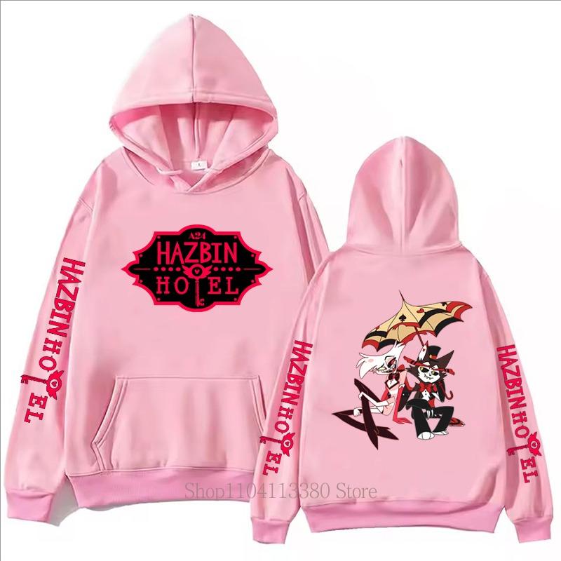 Hazbin Hotel Graphic Print Men Clothing Hoodies Fall Winter Casual Fashion Women Streetwear Long Sleeve Tops Fleece Pullover