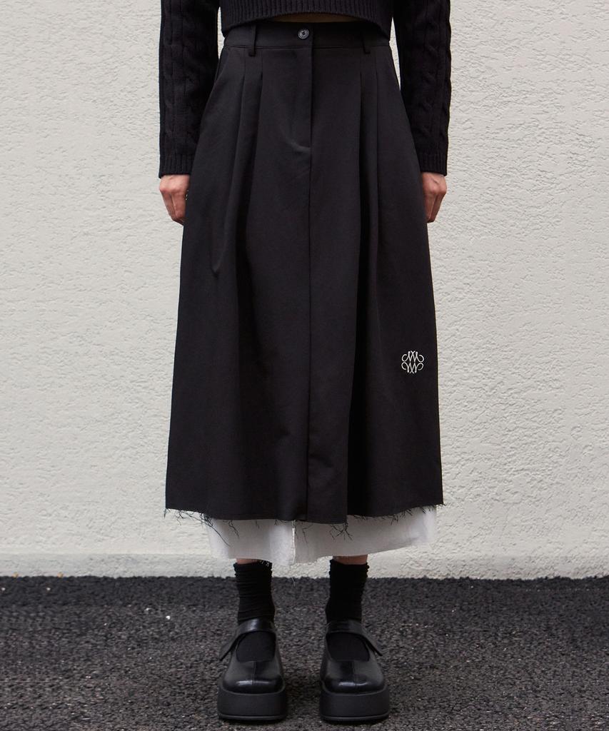 Nigaennikol Nicole Pintuck Layered Long Skirt_Black