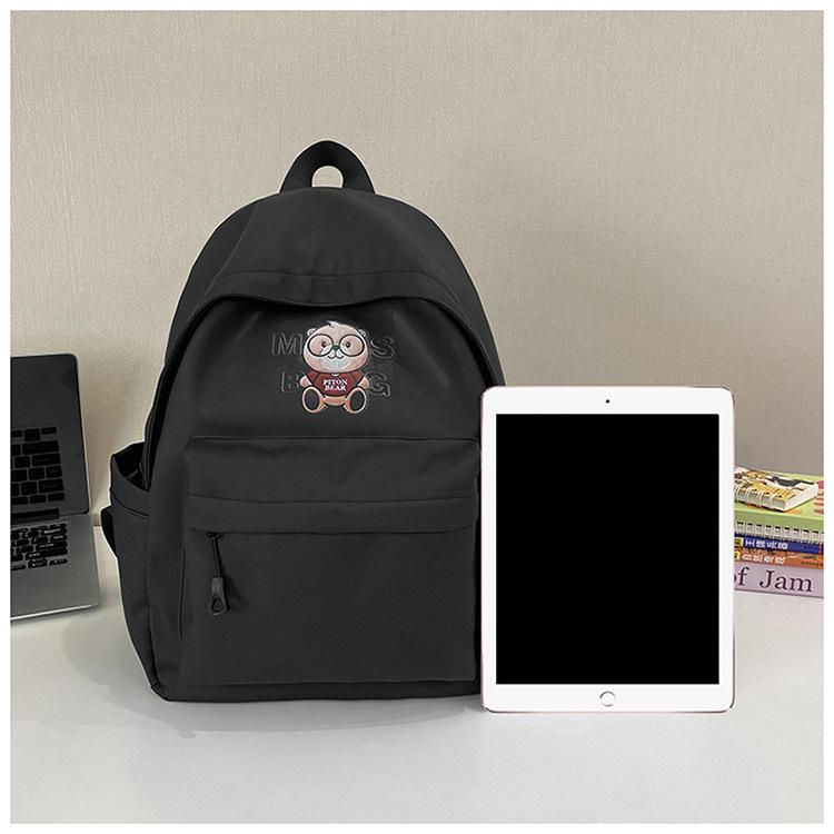 Schoolbag New 1011 Schoolbag Female Cute Bear Print Going Out Backpack Simple Casual College Student Large Capacity Backpack