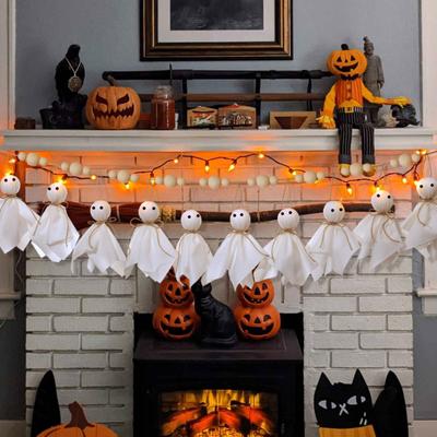 Halloween Ghost Hanging Decoration Small Flying Ghost Tree Ornament Rustic White Cloth Ghost for Haunted House Yard Tree Decor