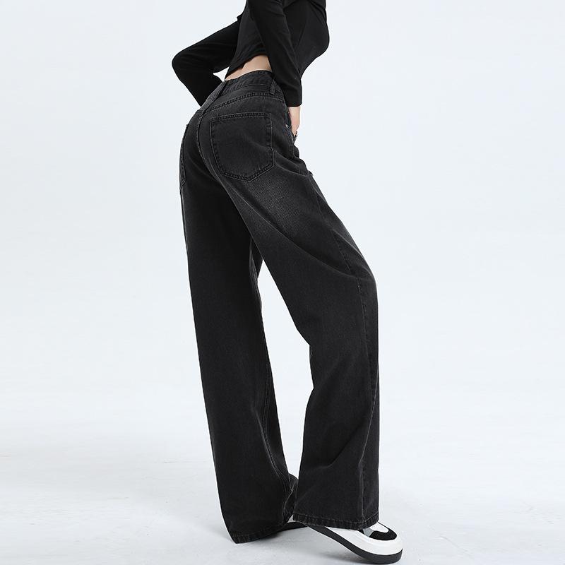 Women's High Rise Wide Leg Jeans Loose Fit Casual Washed Straight Denim Pants