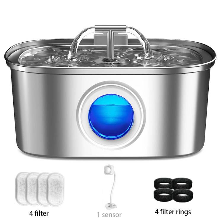 3.2L Cat Drinking Fountain Automatic Stainless Steel Pet Dogs Water Dispenser Ultra-quiet Pump Water Foutain For Multiple Pets