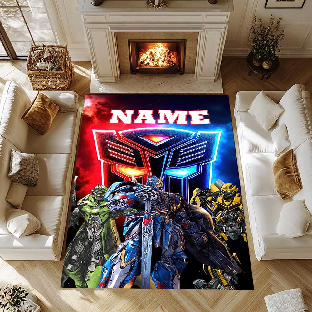 Love Transformers (2) Customize your name rug, office chair cushion, home bedroom living room gift.