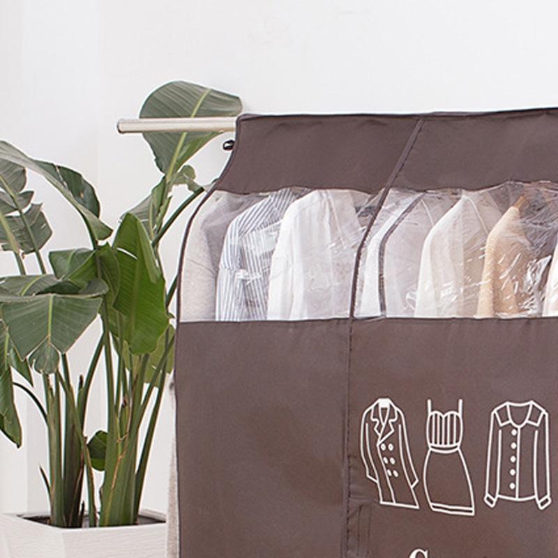 Clothes Dust Cover Nonwoven Dust Prevention Waterproof Transparent Window Design Hanging Garment Protectors