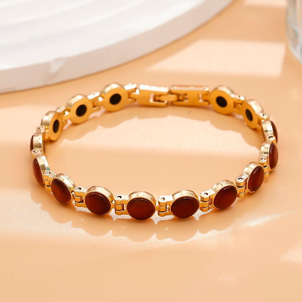 Färgglatt stenarmband Magnetiskt Hälsoenergi Germanium Magnetiskt Armband Holografisk Länkarmband för Män Kvinnor