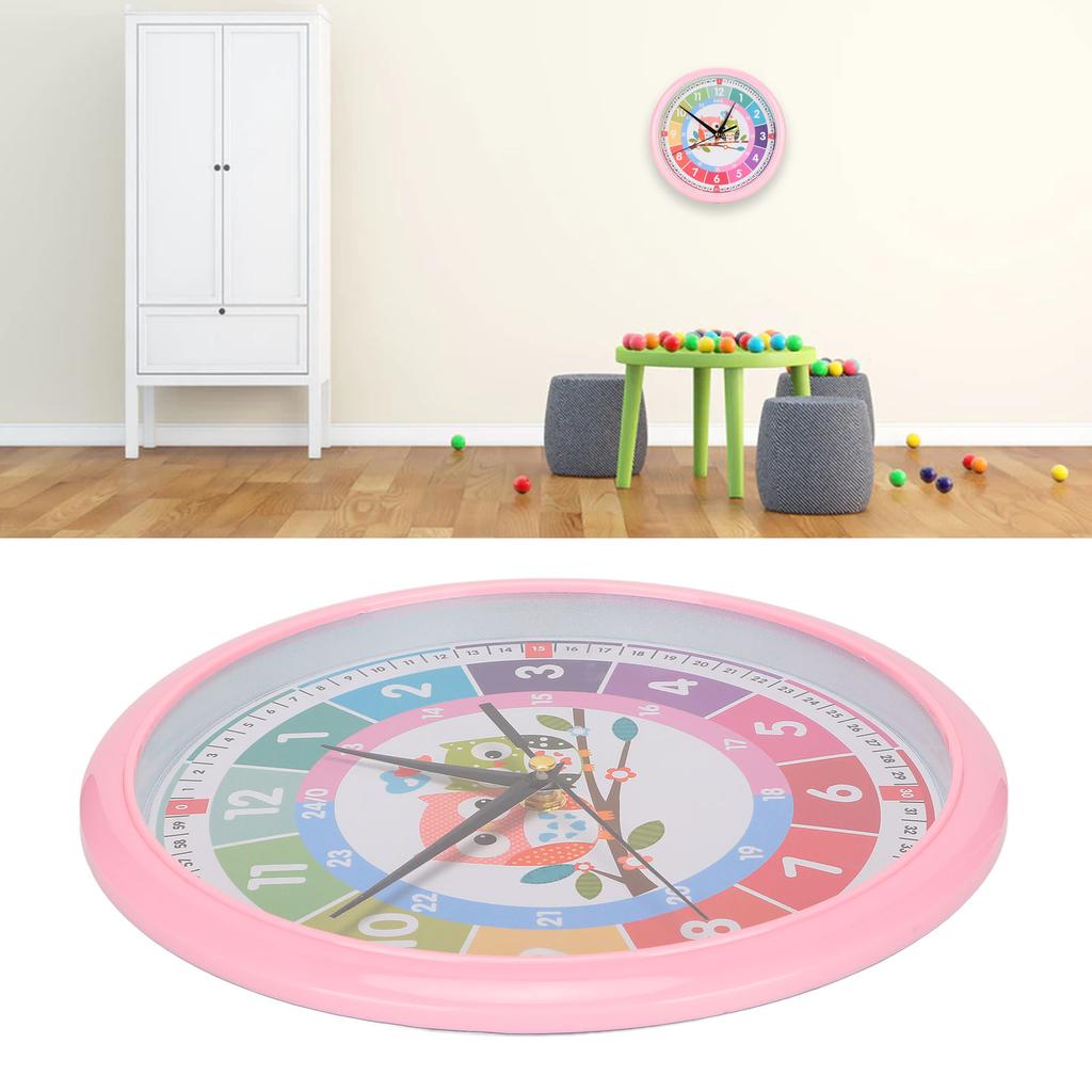 Wall Clock Plastic Cartoon Colorful Quartz Time Learning Hanging Clock for Kid S Bedroom Classroom