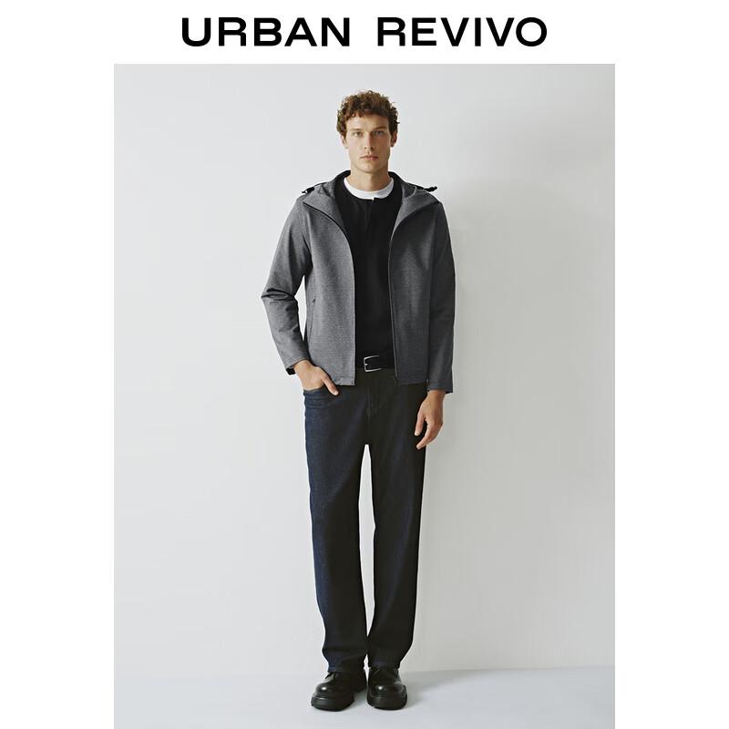 UR Men's Casual Drawstring Hooded Double Zipper Jacket