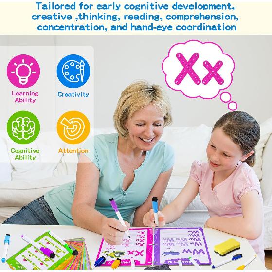 Preschool Learning Activities, 62 Pages Educational Workbook for Kids, Handwriting Practice, Montessori Toys, Autism Materials, Alphabet Learning,